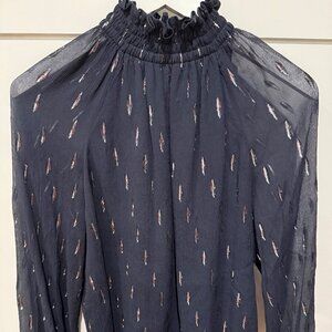Rebecca Taylor Navy Metallic Blouse